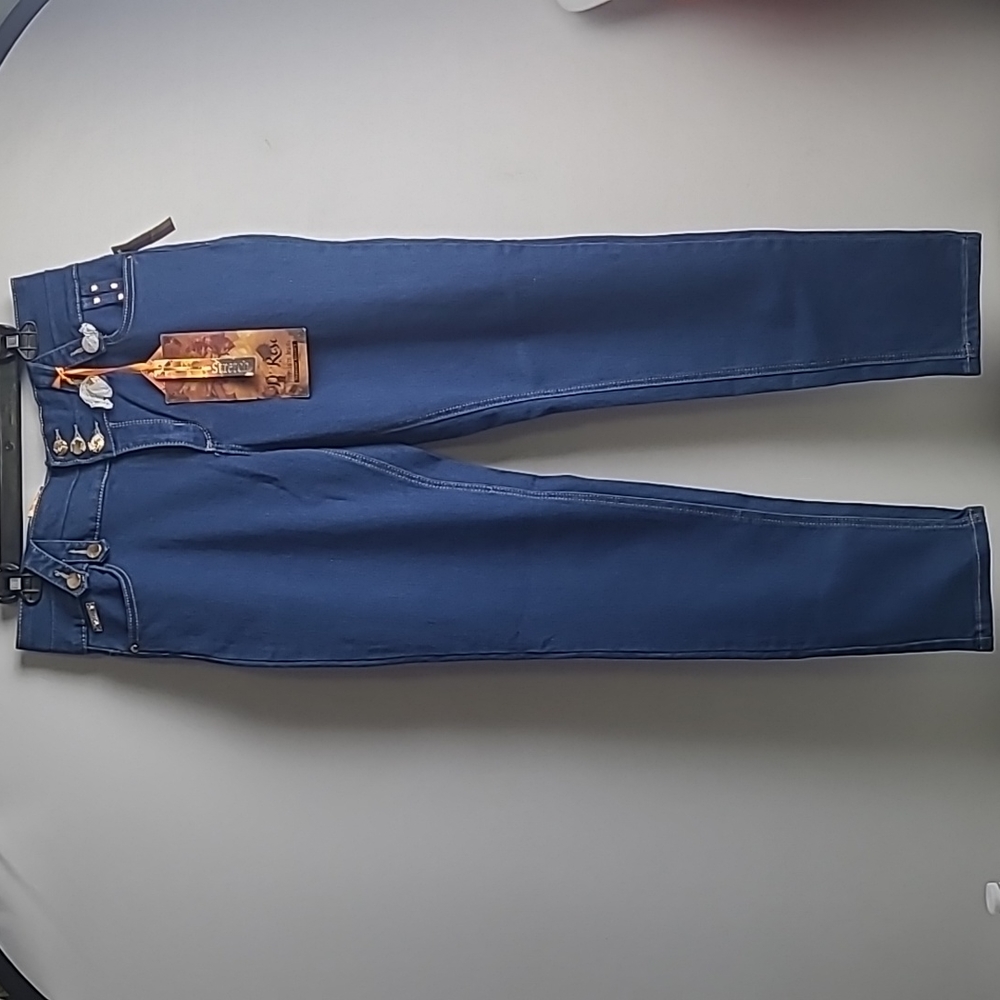 D' ROSE PREMIUM EMBELLISHED STRETCH SKINNY DENIM SOFT JEANS SIZE 14(32-34)